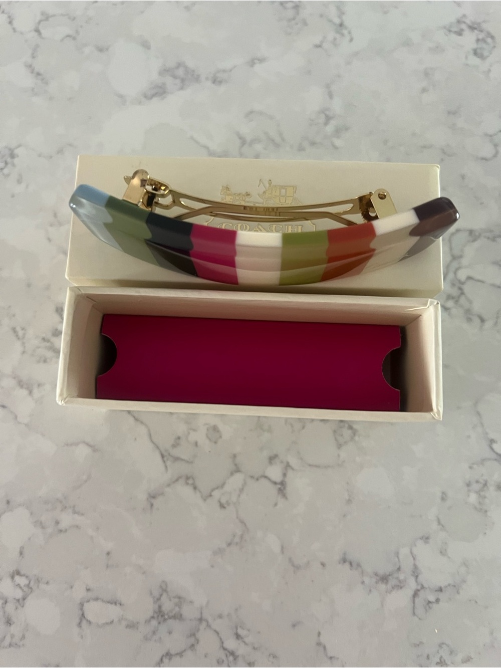 Coach Legacy Multicolor Striped Hair Clip NIB - Picture 6 of 8